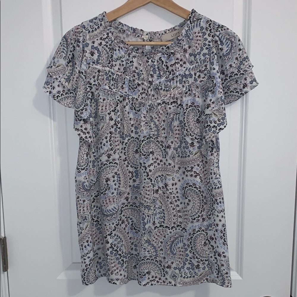 LOFT Floral Paisley Women's Mixed Media Top